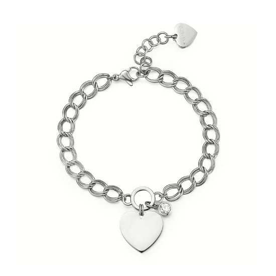 Bracciale donna S'agapõ My Love acciaio grumetta cuore cristallo