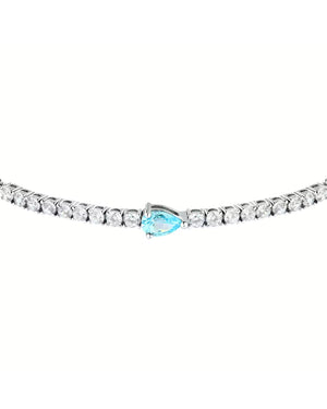 Bracciale catena da donna Morellato Tesori in argento 925 con zirconi bianchi e uno azzurro a goccia SAIW200