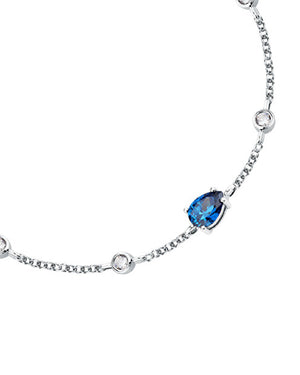 Bracciale catena da donna Morellato Tesori in argento 925 con zirconi bianchi e uno blu a goccia SAIW201