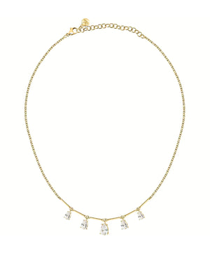 Collana girocollo da donna Morellato Tesori in argento 925 dorato con 5 zirconi a goccia pendenti SAIW207