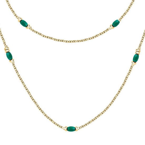 Collana lunga Morellato Colori donna in acciaio dorato con pietre verde SAXQ01-1