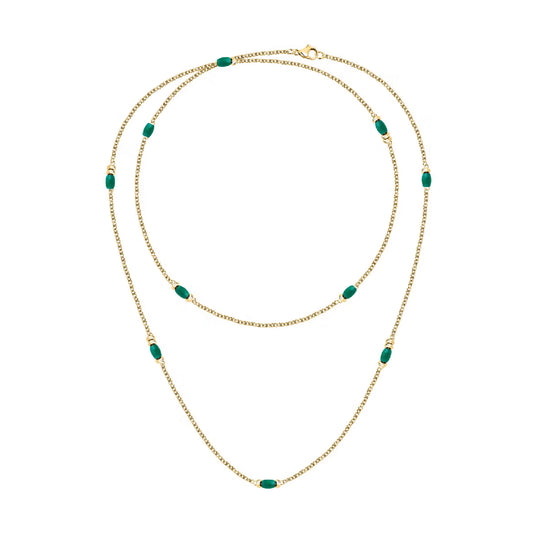 Collana lunga Morellato Colori donna in acciaio dorato con pietre verde SAXQ01