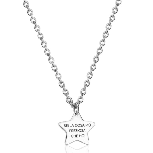 Collana donna S'agapõ Be My Family in acciaio con stella e frase "Sister" SBY005-2
