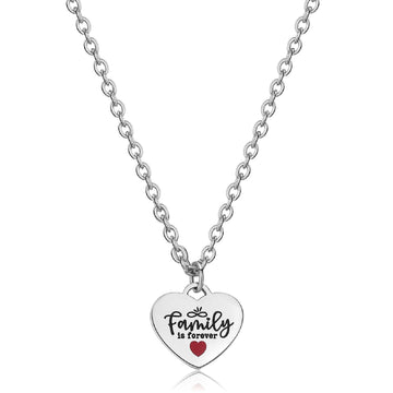 Collana donna S'agapõ Be My Family in acciaio con cuore e frase "Family is forever" SBY006-1