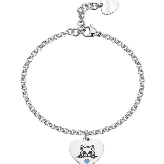 Bracciale donna S'agapõ Be My Family in acciaio con cuore e gatto SBY042-1