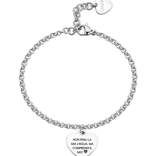Bracciale donna S'agapõ Be My Family in acciaio con cuore e gatto SBY042-2