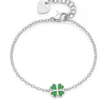 Bracciale donna S'agapõ Click in acciaio con quadrifoglio verde SCK260-1