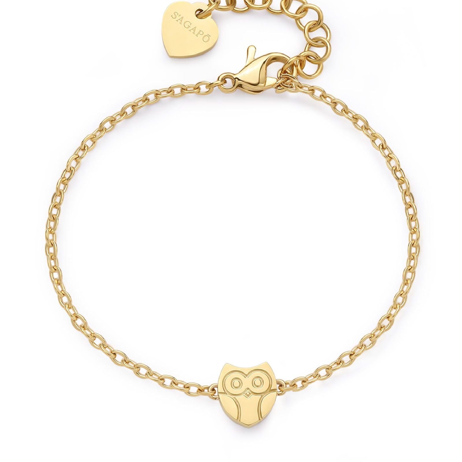 Bracciale donna S'agapõ Click in acciaio dorato con gufo SCK263-1