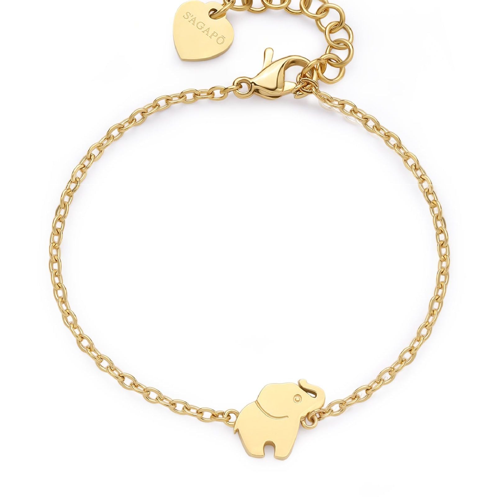 Bracciale donna S'agapõ Click in acciaio dorato con elefante SCK265-1