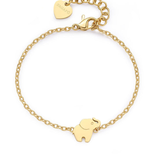 Bracciale donna S'agapõ Click in acciaio dorato con elefante SCK265-1