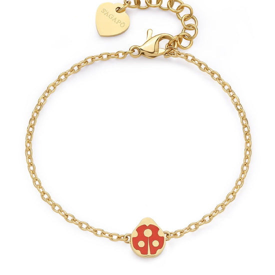 Bracciale donna S'agapõ Click in acciaio dorato con coccinella rossa SCK267-1