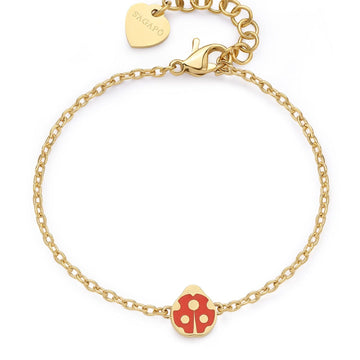 Bracciale donna S'agapõ Click in acciaio dorato con coccinella rossa SCK267-1