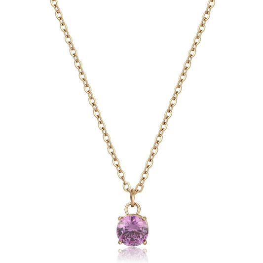 Collana donna S'agapõ Dazzly in acciaio dorato con zircone zirconia violet SDZ05-1