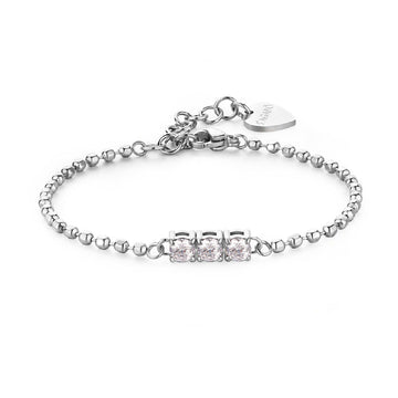 Bracciale donna S'agapõ Dazzly in acciaio con zircone trilogy bianco SDZ23-1