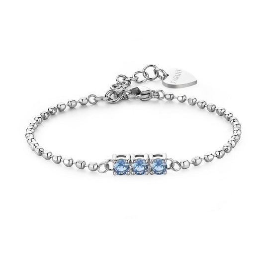 Bracciale donna S'agapõ Dazzly in acciaio con zircone trilogy azzuro SDZ24-1