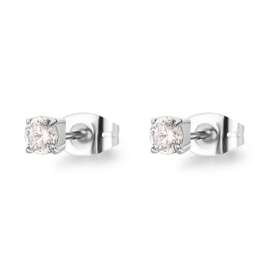 Orecchini punto luce donna S'agapõ Dazzly in acciaio con zircone bianco 4 mm SDZ46-1