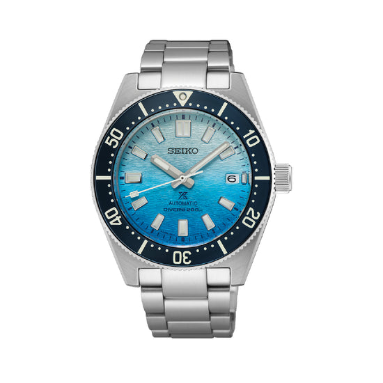 Orologio automatico Seiko in acciaio argento e azzurro da uomo SE.SPB473J1