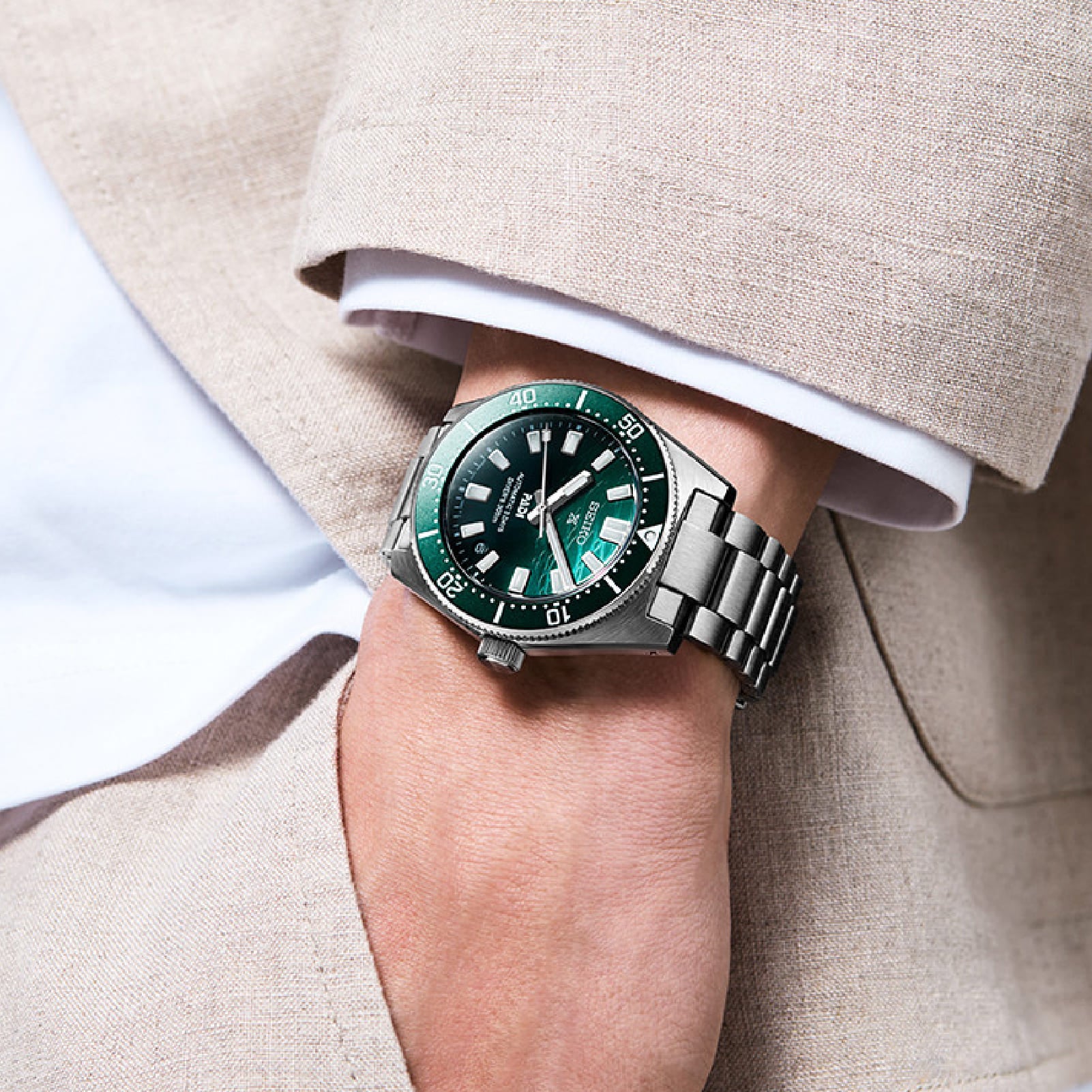 Orologio automatico da uomo Seiko acciaio con quadrante verde