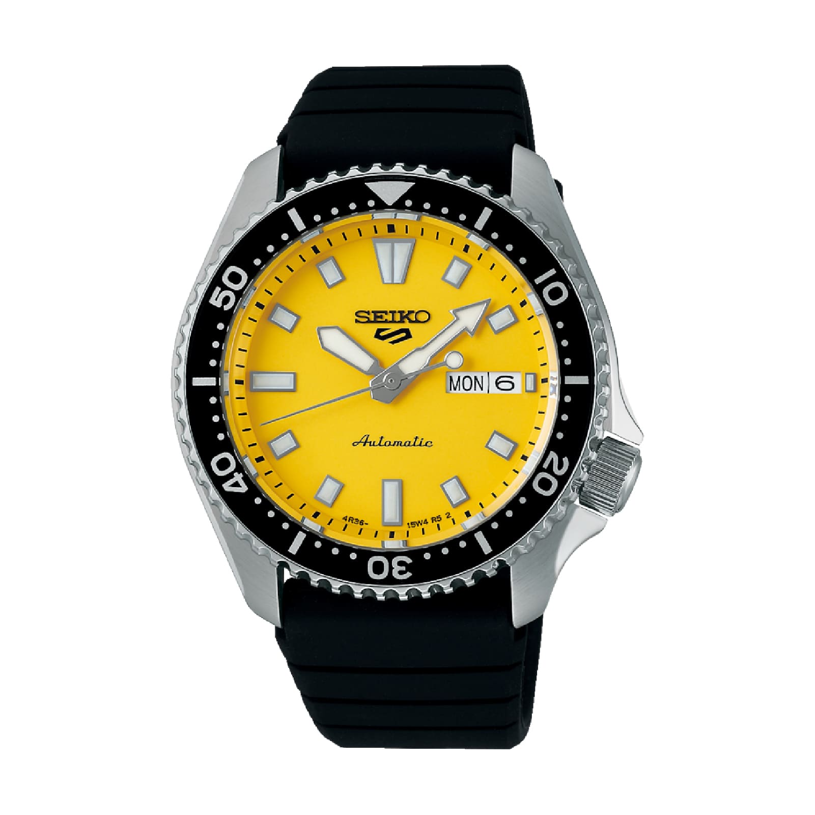 Orologio automatico da uomo Seiko in acciaio con quadrante giallo