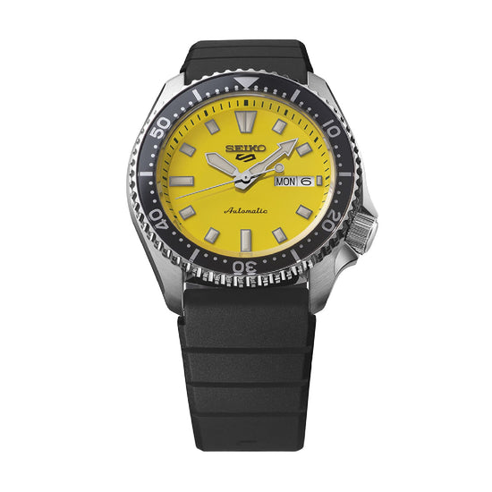 Orologio automatico da uomo Seiko in acciaio con quadrante giallo