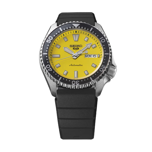 Orologio automatico da uomo Seiko in acciaio con quadrante giallo