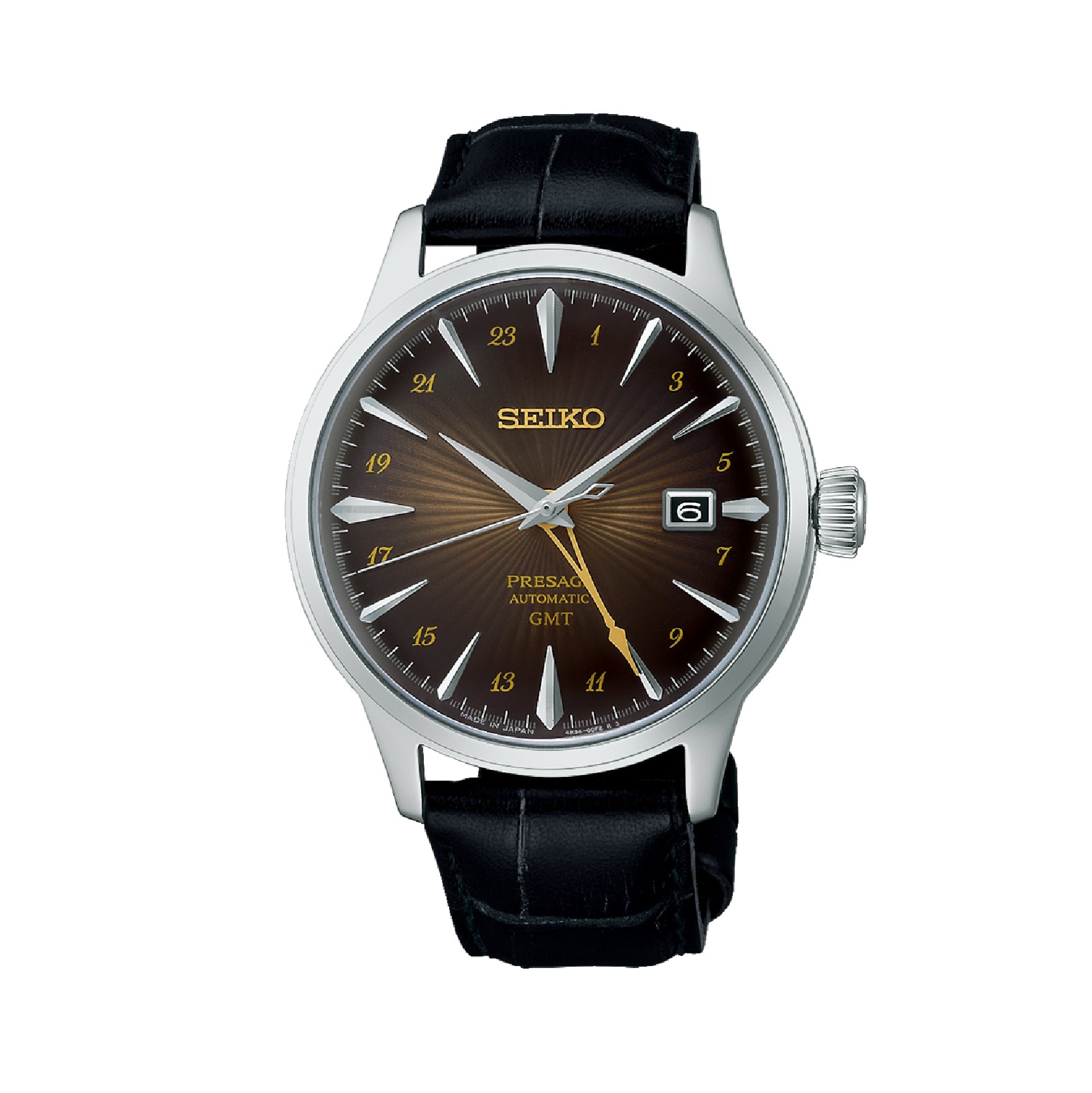 Orologio automatico Seiko in acciaio argento e pelle nera SE.SSK039J1