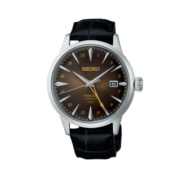 Orologio automatico Seiko in acciaio argento e pelle nera SE.SSK039J1