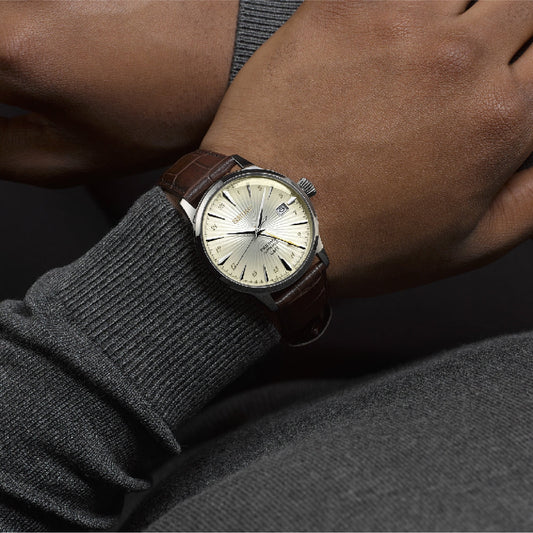 Orologio automatico Seiko in acciaio argento e pelle marrone SE.SSK041J1