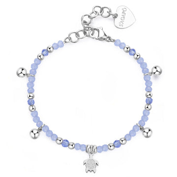 Bracciale con pietre donna S'agapõ Glint in acciaio con sfere blu e tartaruga SGI13-1