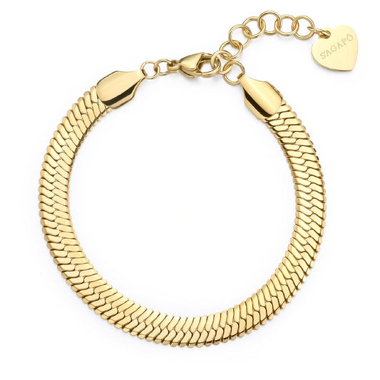 Bracciale catena donna S'agapõ Chunky in acciaio dorato con catena snake piatta SHK103-1