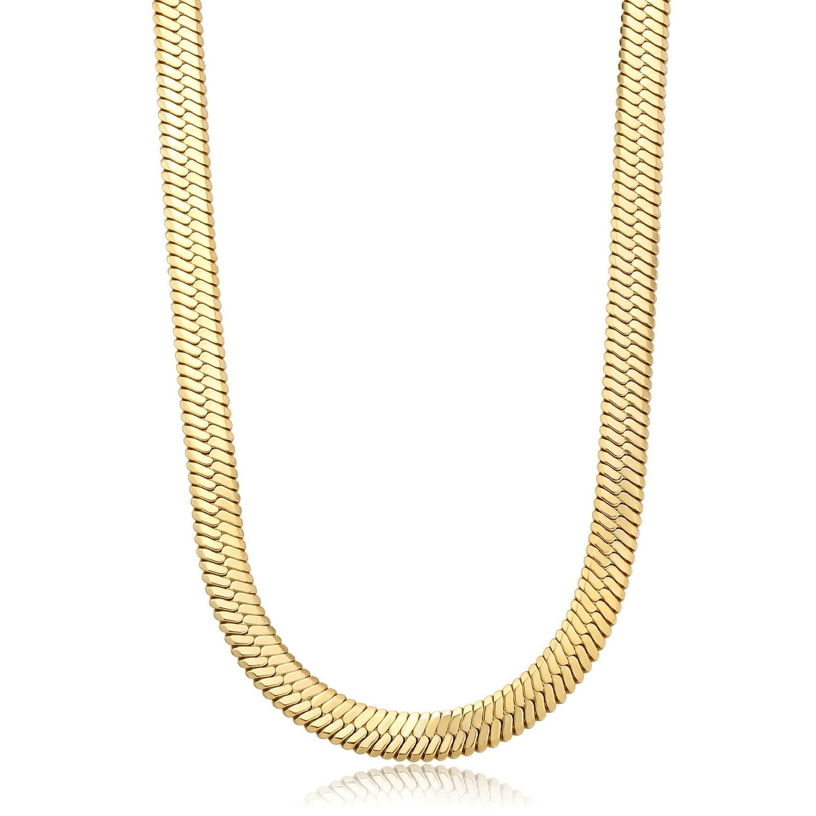 Collana donna S'agapõ Chunky in acciaio dorato con catena a snake piatta SHK85-1