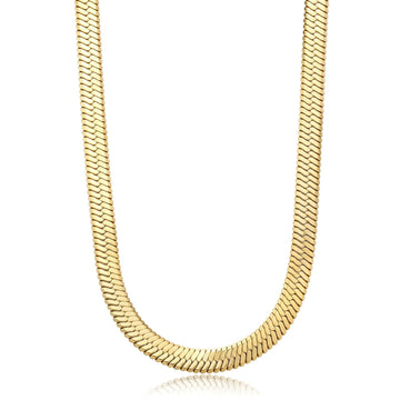 Collana donna S'agapõ Chunky in acciaio dorato con catena a snake piatta SHK85-1