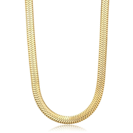 Collana donna S'agapõ Chunky in acciaio dorato con catena a snake piatta SHK85-1