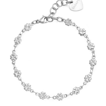 Bracciale donna S'agapõ Chunky in acciaio con catena a quadrifogli 18,5 cm SHK96-1