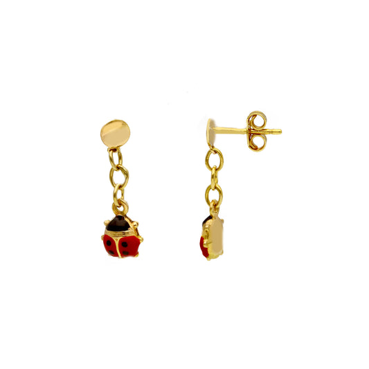 Orecchini con coccinella rosso JOY Gioielli oro 9KT giallo MISURA UNICA
