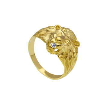 Anello JOY Gioielli in oro 9KT giallo testa di leone e cristallo SU MISURA