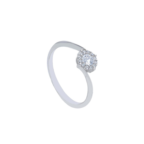 Anello solitario JOY Gioielli Oro in oro 9KT bianco e zirconi SU MISURA