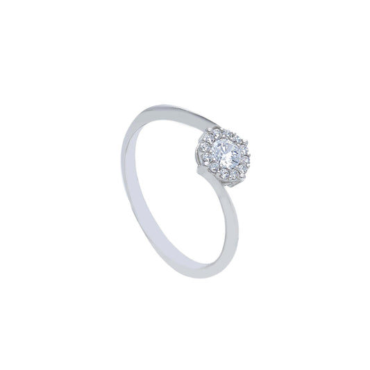 Anello solitario JOY Gioielli Oro in oro 9KT bianco e zirconi SU MISURA