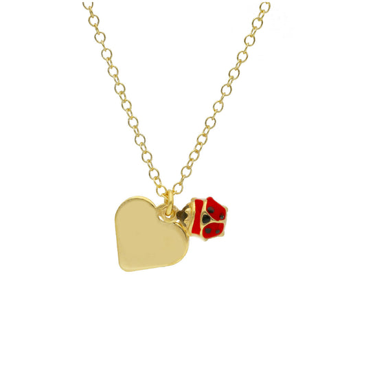 Collana JOY Gioielli Oro in oro 9KT con coccinella e cuore MISURA UNICA