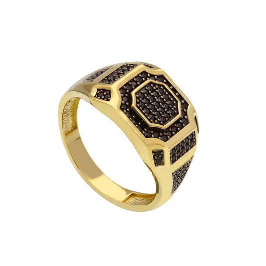 Anello chevalier JOY Gioielli Oro in oro giallo 18kt e zirconi neri SO.272735