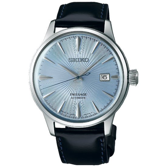 Orologio automatico Seiko Presage donna in acciaio pelle quadrante azzurro 33,8mm SRPB43J1-1