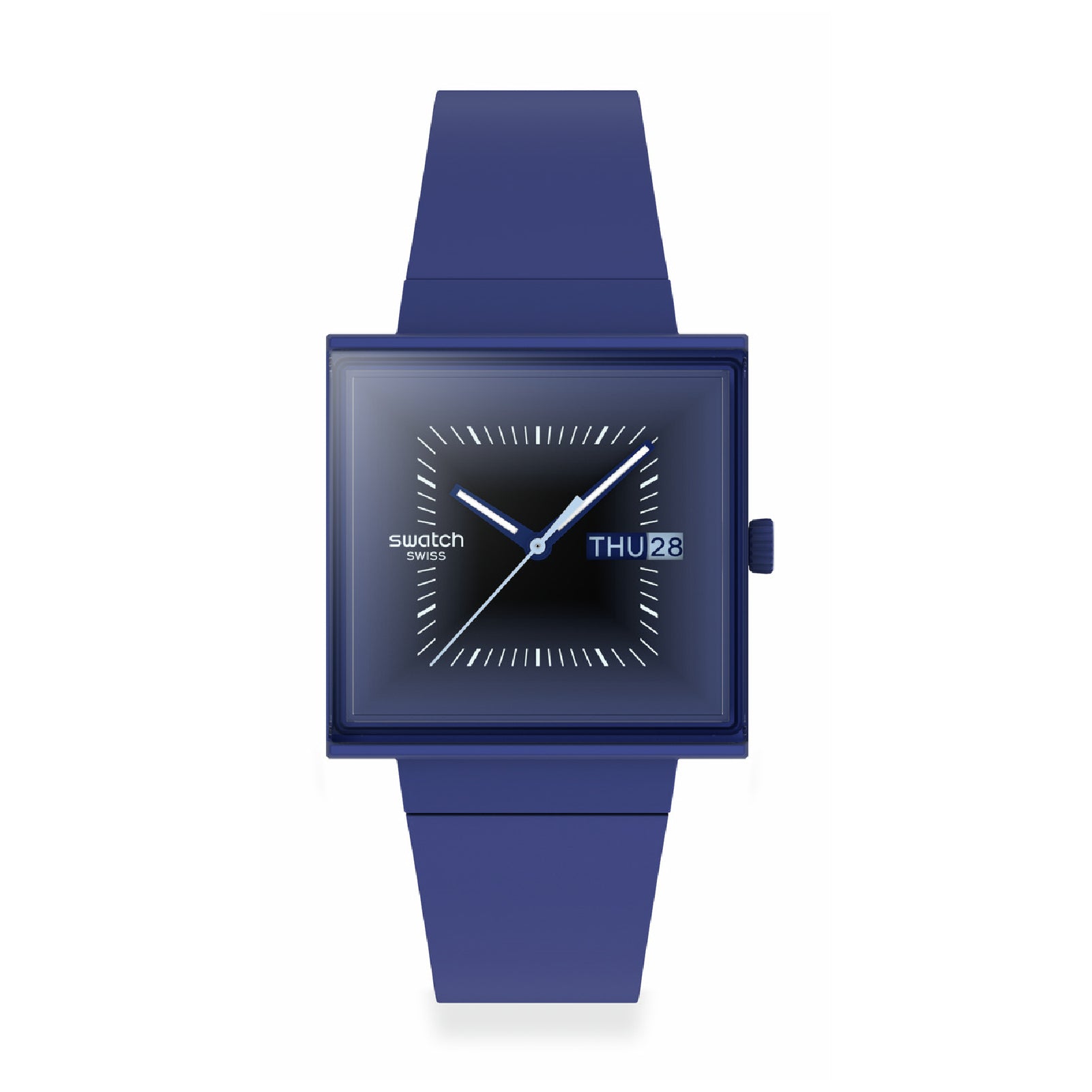Orologio Swatch quadrato in materiale biologico colore blu