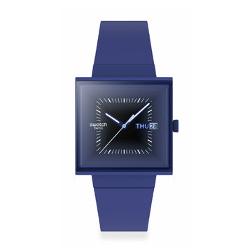 Orologio Swatch quadrato in materiale biologico colore blu
