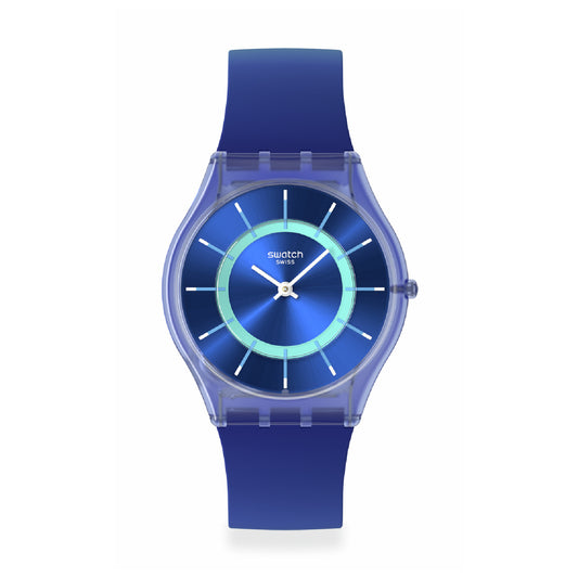 Orologio solo tempo Swatch in materiale biologico di colore blu