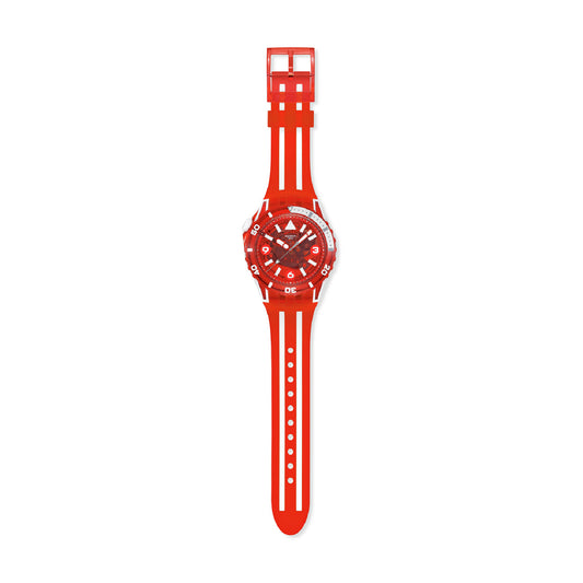 Orologio Swatch SCUBAQUA biosourced bianco rosso trasparente MISURA UNICA