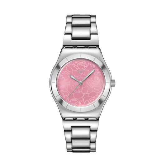 Orologio da donna solo tempo Swatch in acciaio con quadrante rosa MISURA UNICA