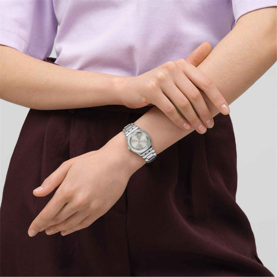 Orologio da donna solo tempo Swatch in acciaio con quadrante argento MISURA UNICA