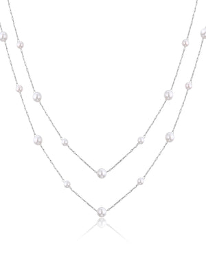Collana girocollo doppia da donna S'Agapõ Wisdom in acciaio con perle di diverse dimensioni SWI09