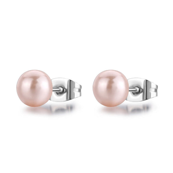 Orecchini donna S'Agapõ Wisdom in acciaio con perla rosa di 6mm SWI28-1