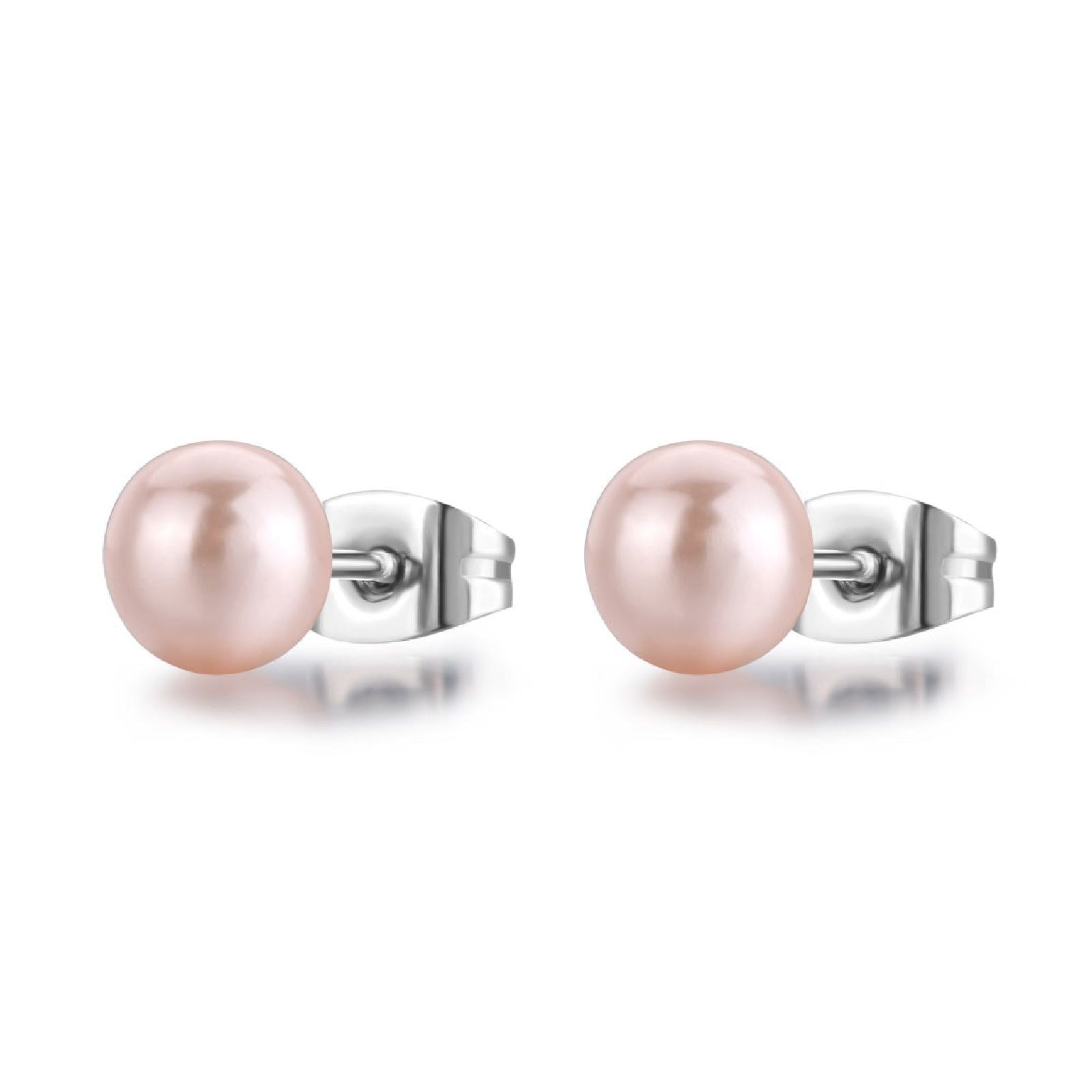 Orecchini donna S'Agapõ Wisdom in acciaio con perla rosa di 6mm SWI28-1